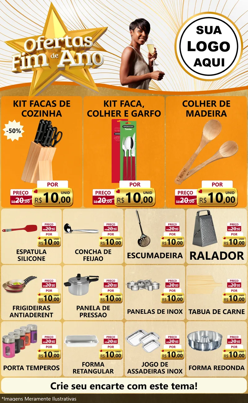 Modelo de Encarte para Encarte Grande com o tema Ofertas Fim de Ano para Utilidades Domésticas