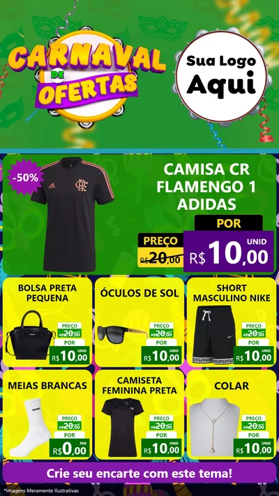Modelo de Rede Social para Stories com o tema Carnaval de Ofertas para Roupas e acessórios