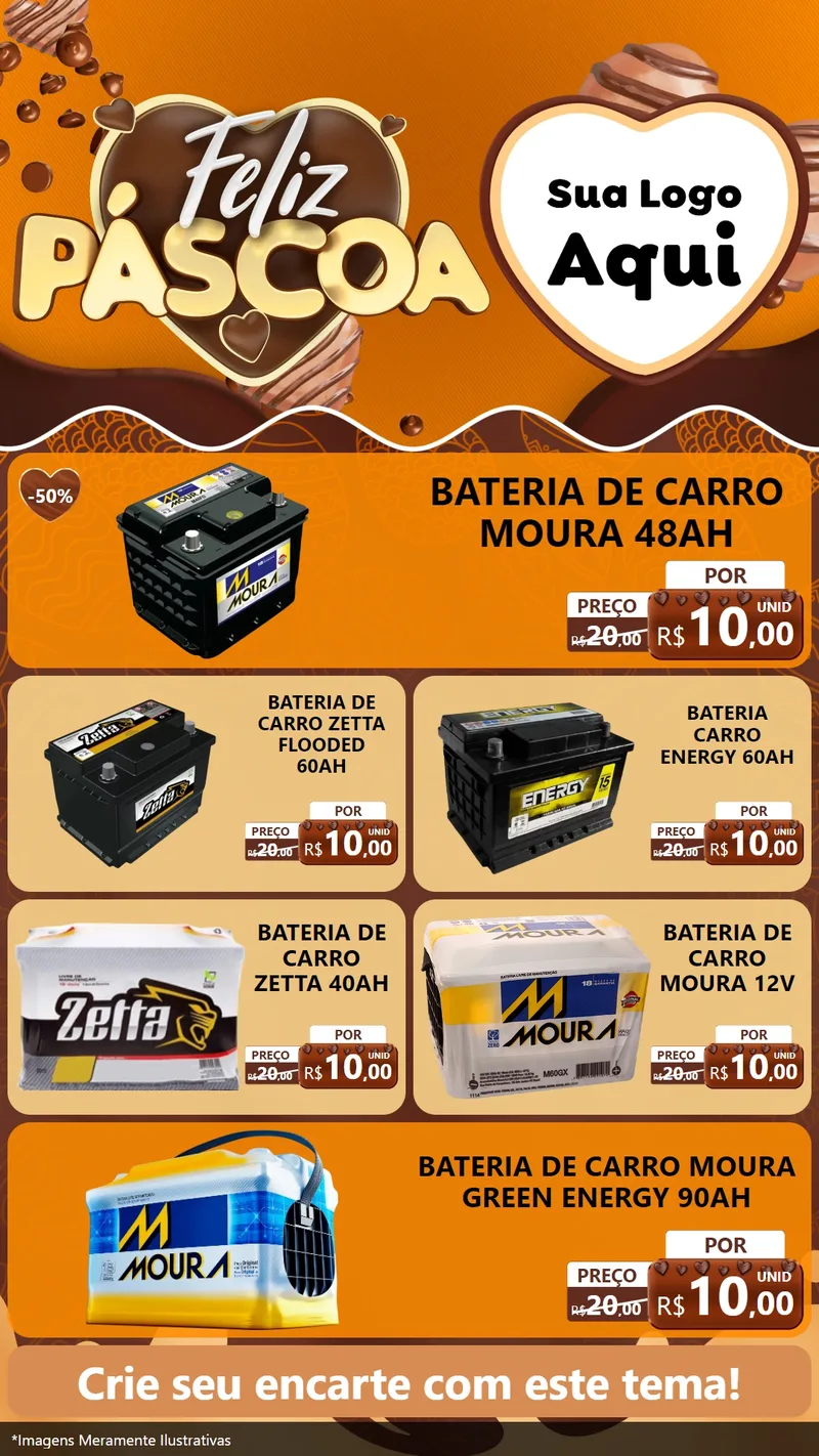 Modelo de TV para TV Vertical com o tema Feliz Páscoa para Baterias Elétricas