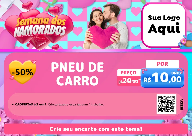 Modelo de Cartaz para Cartaz A4 Horizontal com o tema Semana dos Namorados para Auto peças