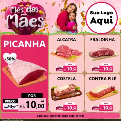Modelo de Rede Social para Feed Facebook com o tema Mês das Mães para Açougue