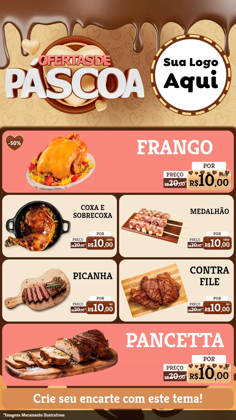 Modelo de TV para TV Vertical com o tema Ofertas de Páscoa para Assados