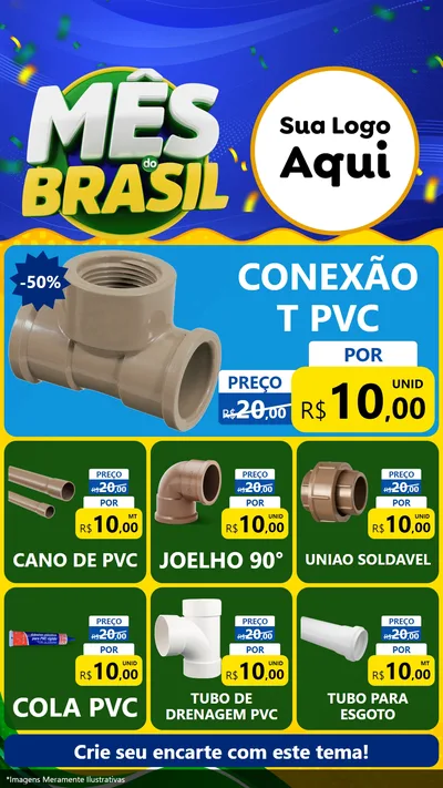 Modelo de Rede Social para Stories com o tema Mês do Brasil para Tubos e conexões