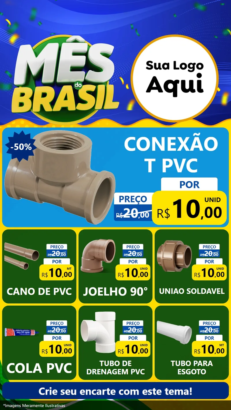 Modelo de Rede Social para Stories com o tema Mês do Brasil para Tubos e conexões