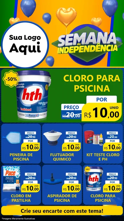 Modelo de Rede Social para Stories com o tema Semana da Independência para Produtos para Piscina