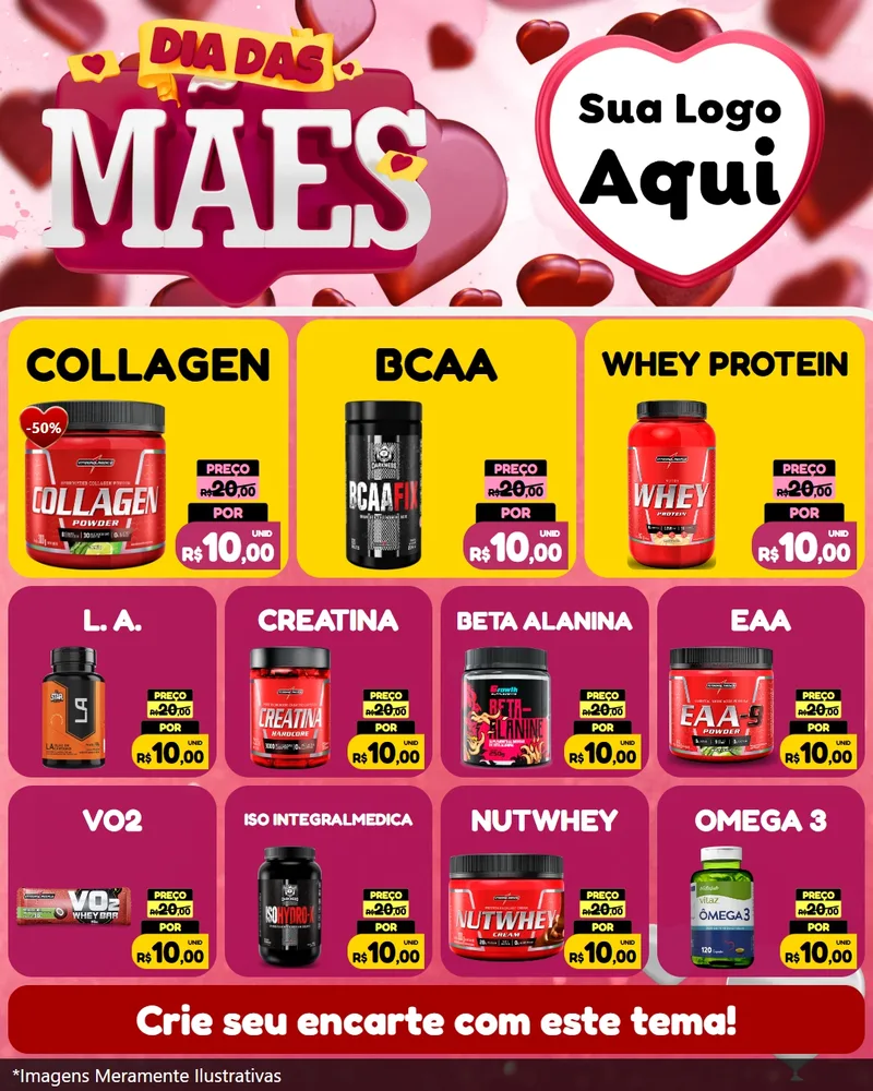 Modelo de Rede Social para Feed Instagram com o tema Dia Das Mães para Suplementos alimentares