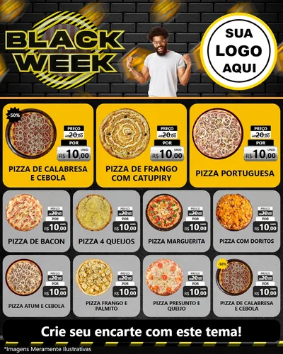 Modelo de Rede Social para Feed Instagram com o tema Black Week para Pizzaria
