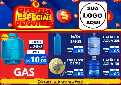 Modelo de Encarte para Encarte A4 Horizontal com o tema Ofertas Especiais de Outubro para Água e gás