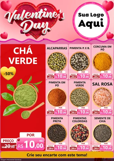 Modelo de Encarte para Encarte A4 Vertical com o tema Valentine's Day para Produtos Naturais