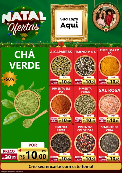 Modelo de Encarte para Encarte A4 Vertical com o tema Natal de Ofertas para Produtos Naturais