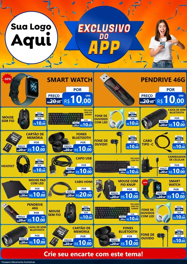 Modelo de Encarte para Encarte A4 Vertical com o tema Exclusivo do Aplicativo para Informática