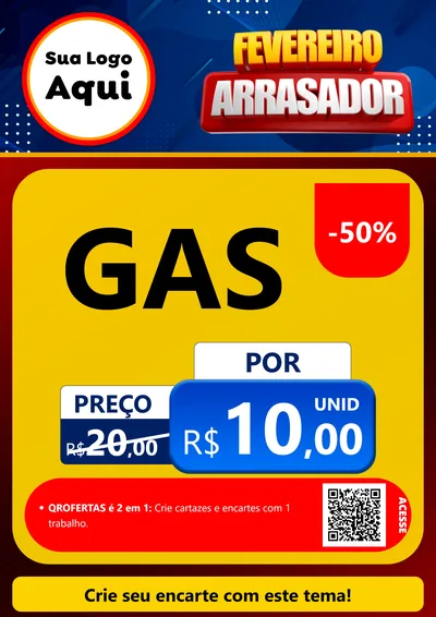 Modelo de Cartaz para Cartaz A4 Vertical com o tema Fevereiro Arrasador para Água e gás