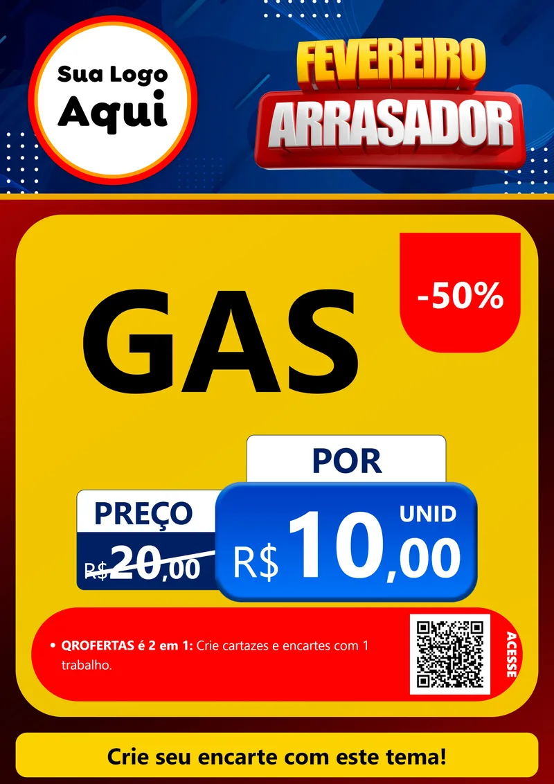 Modelo de Cartaz para Cartaz A4 Vertical com o tema Fevereiro Arrasador para Água e gás