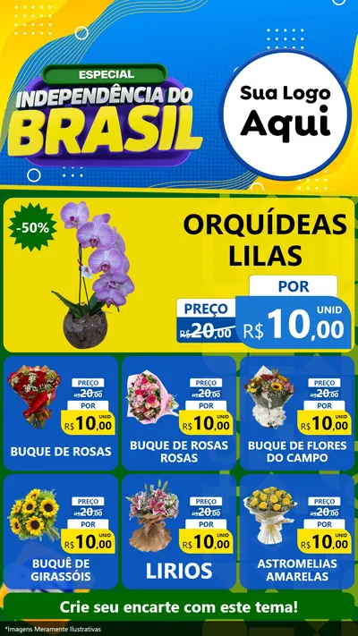 Modelo de Rede Social para Stories com o tema Especial Independência do Brasil para Floricultura e jardim