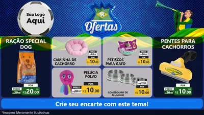 Modelo de TV para TV Horizontal com o tema Ofertas (Futebol) para Pet Shop