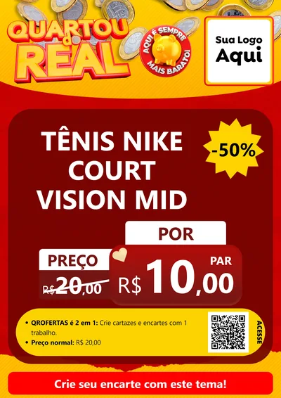 Modelo de Cartaz para Cartaz A4 Vertical com o tema Quartou do Real para Calçados