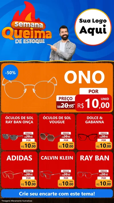 Modelo de Rede Social para Stories com o tema Semana Queima de Estoque para Óticas