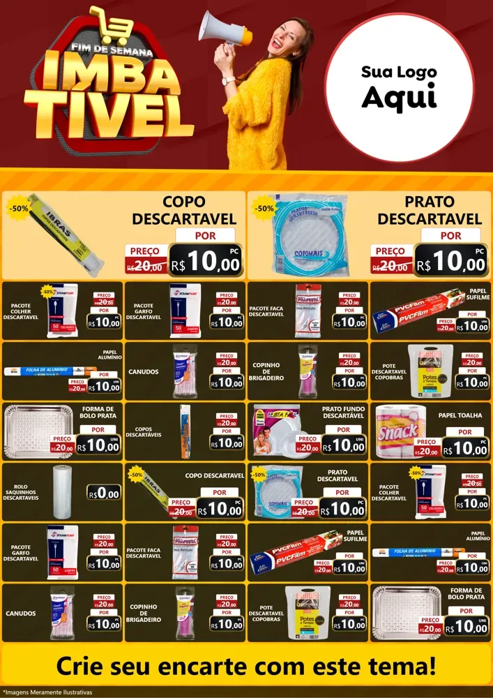 Modelo de Encarte para Encarte A4 Vertical com o tema Fim de Semana Imbatível para Embalagens