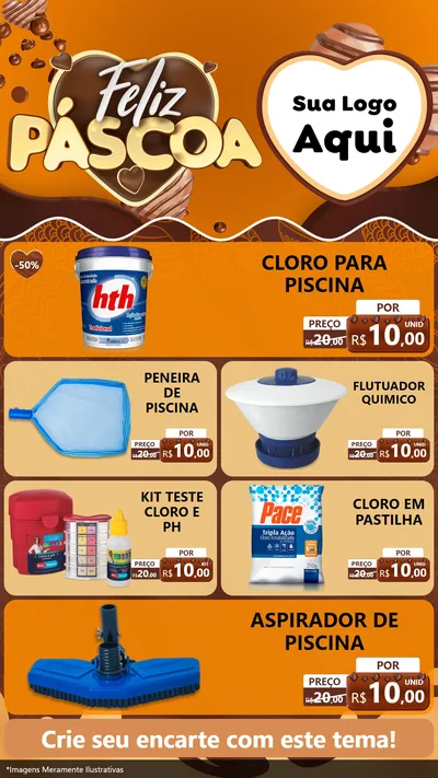 Modelo de TV para TV Vertical com o tema Feliz Páscoa para Produtos para Piscina