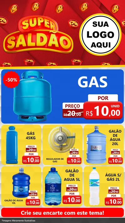 Modelo de Rede Social para Stories com o tema Super Saldão para Água e gás