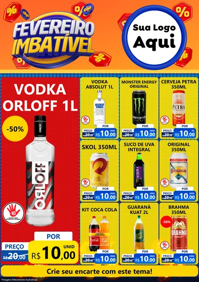 Modelo de Encarte para Encarte A4 Vertical com o tema Fevereiro Imbatível para Distribuidora de bebidas