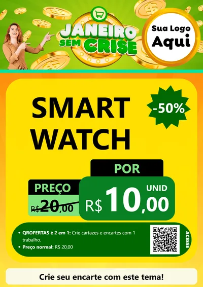 Modelo de Cartaz para Cartaz A4 Vertical com o tema Janeiro Sem Crise para Informática