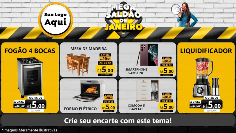 Modelo de TV para TV Horizontal com o tema Mega Saldão de Janeiro para Móveis e Eletro