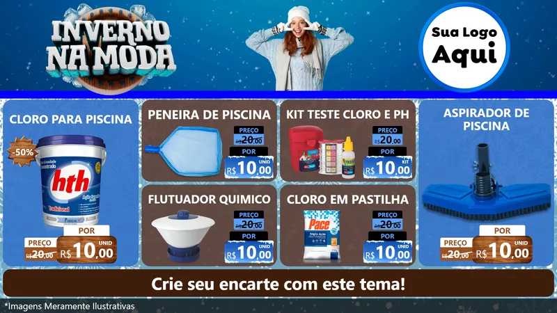 Modelo de TV para TV Horizontal com o tema Inverno na Moda para Produtos para Piscina