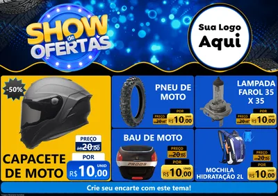 Modelo de Encarte para Encarte A4 Horizontal com o tema Show de Ofertas para Moto peças