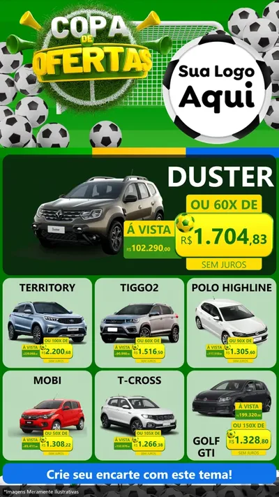Modelo de Rede Social para Stories com o tema Copa De Ofertas para Concessionaria de Carros