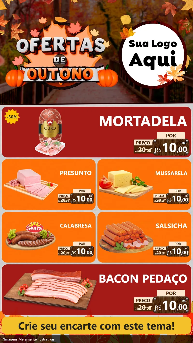 Modelo de TV para TV Vertical com o tema Ofertas de Outono para Frios e Laticínios