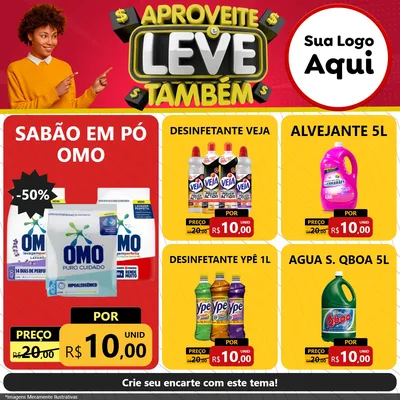 Modelo de Rede Social para Feed Facebook com o tema Aproveite e Leve Também para Produtos de Limpeza