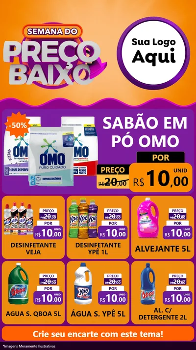 Modelo de Rede Social para Stories com o tema Semana do Preço Baixo para Produtos de Limpeza