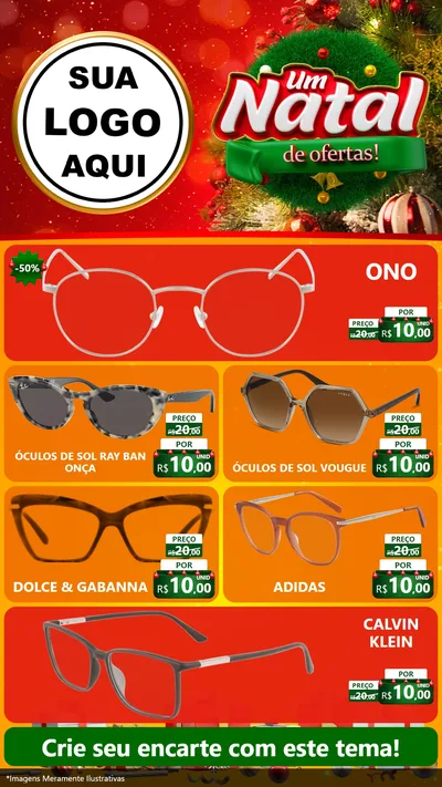 Modelo de TV para TV Vertical com o tema Um Natal de Ofertas para Óticas