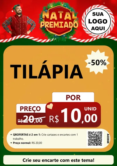 Modelo de Cartaz para Cartaz A4 Vertical com o tema Natal Premiado para Peixaria