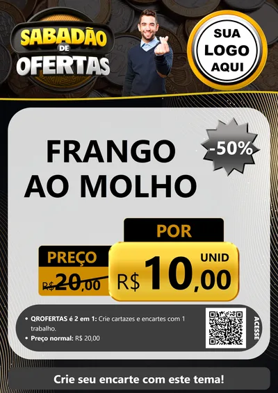 Modelo de Cartaz para Cartaz A4 Vertical com o tema Sabadão de Ofertas para Restaurante