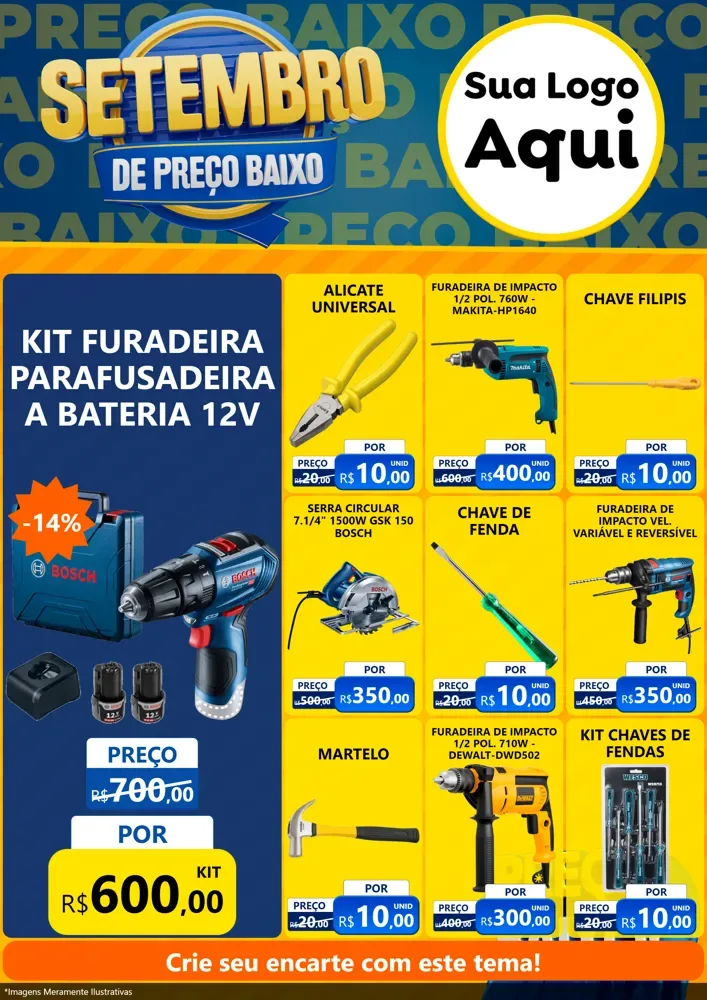 Modelo de Encarte para Encarte A4 Vertical com o tema Setembro De Preço Baixo para Maquinas e Ferramentas