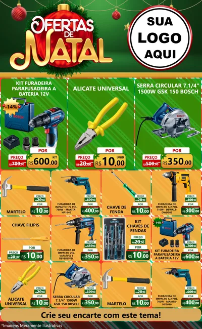 Modelo de Encarte para Encarte Grande com o tema Ofertas de Natal para Maquinas e Ferramentas