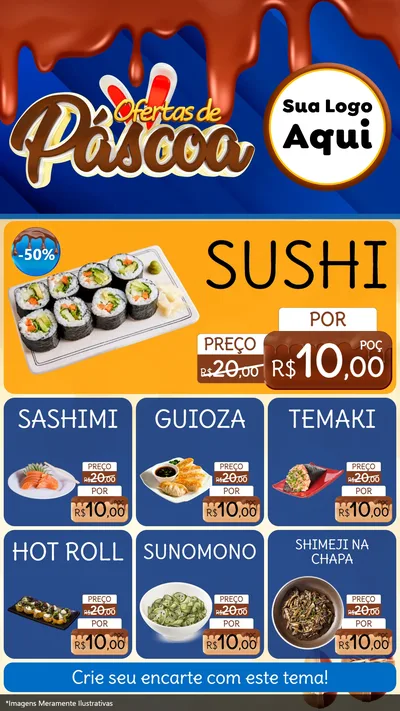 Modelo de Rede Social para Stories com o tema Ofertas de Páscoa para Comida japonesa