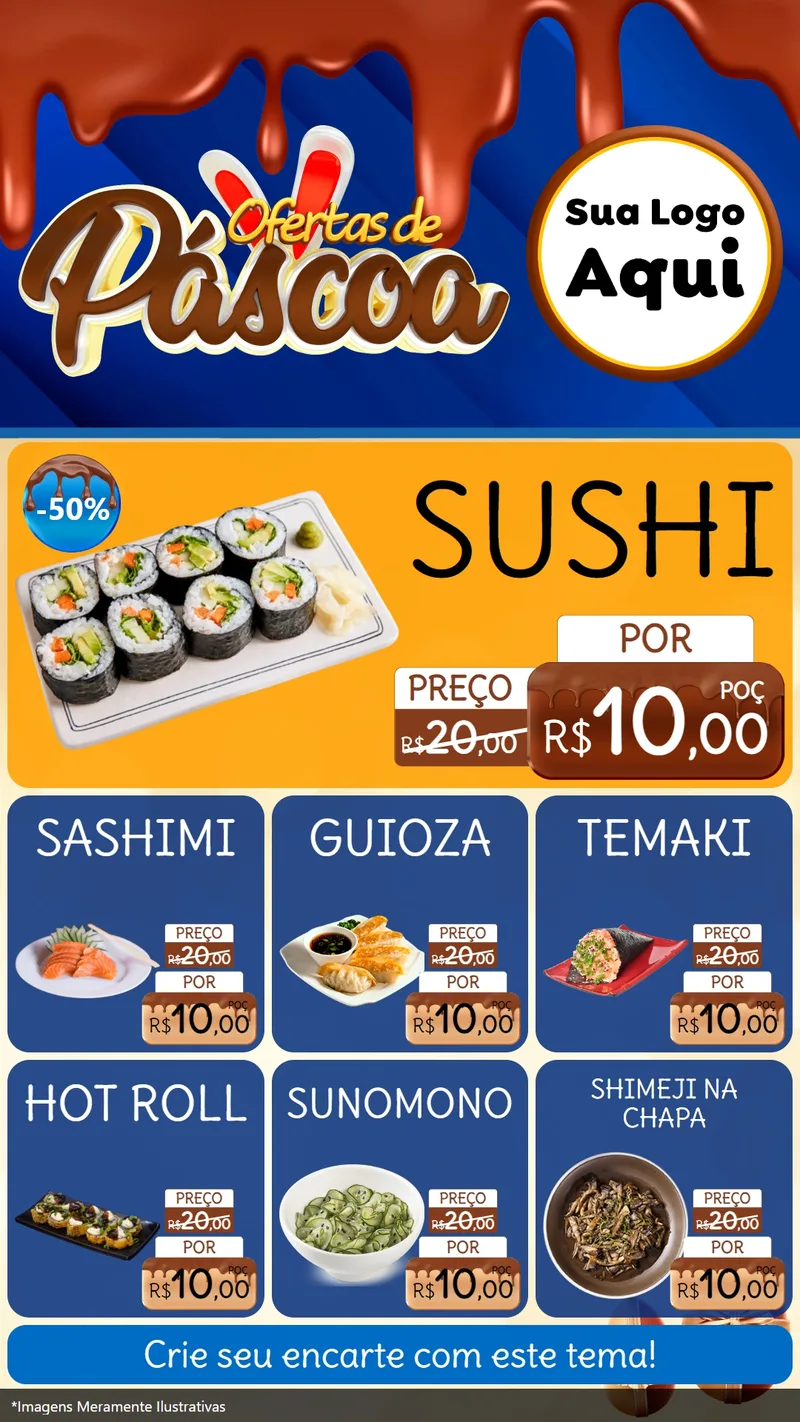 Modelo de Rede Social para Stories com o tema Ofertas de Páscoa para Comida japonesa