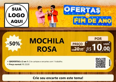 Modelo de Cartaz para Cartaz A4 Horizontal com o tema Ofertas de Fim de Ano para Papelaria