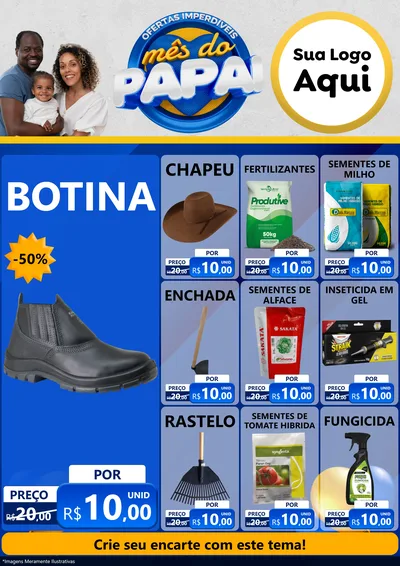 Modelo de Encarte para Encarte A4 Vertical com o tema Ofertas Imperdíveis Mês Do Papai para Agropecuária