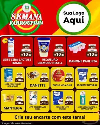 Modelo de Rede Social para Feed Instagram com o tema Semana Farroupilha para Frios e Laticínios