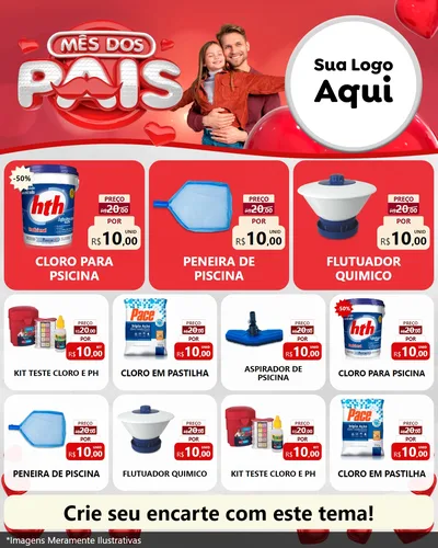 Modelo de Rede Social para Feed Instagram com o tema Mês dos Pais para Produtos para Piscina