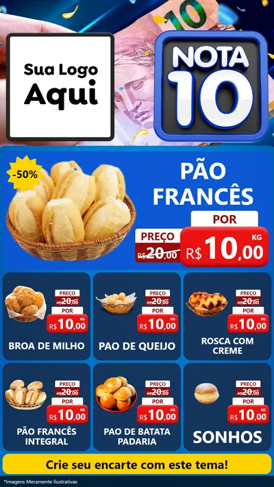 Modelo de Rede Social para Stories com o tema Nota 10 para Padaria
