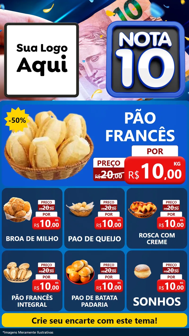 Modelo de Rede Social para Stories com o tema Nota 10 para Padaria