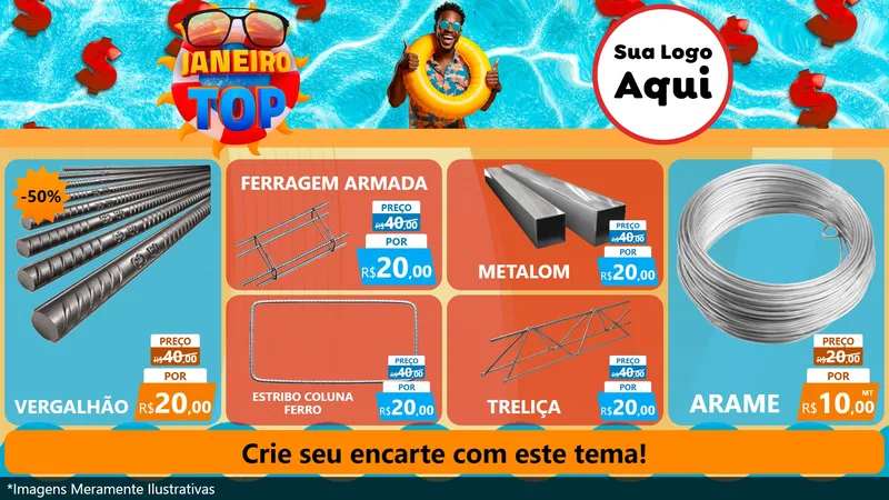 Modelo de TV para TV Horizontal com o tema Janeiro Top para Ferragens