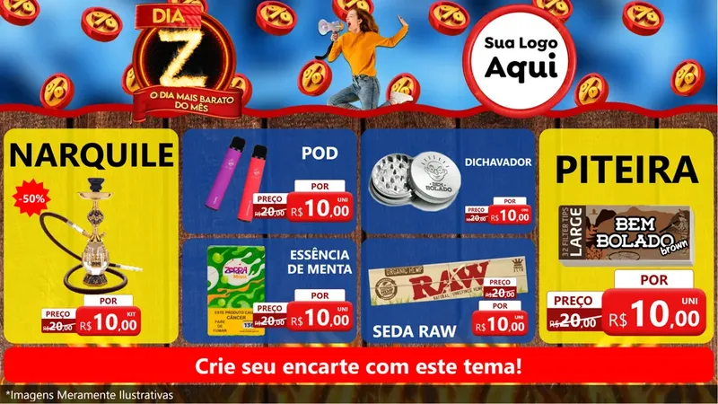 Modelo de TV para TV Horizontal com o tema Dia Z - O Dia Mais Barato Do Mês para Tabacaria