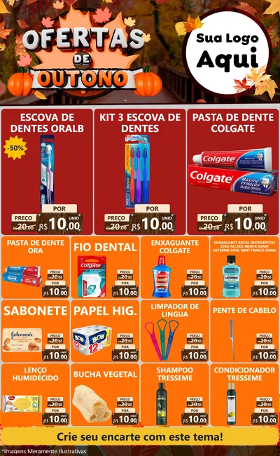 Modelo de Encarte para Encarte Grande com o tema Ofertas de Outono para Higiene Pessoal