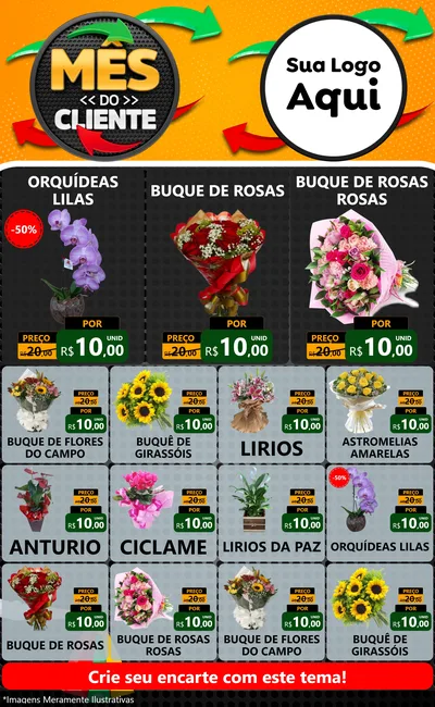 Modelo de Encarte para Encarte Grande com o tema Mês do Cliente para Floricultura e jardim
